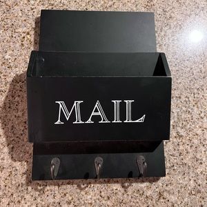 Mail basket with key hooks